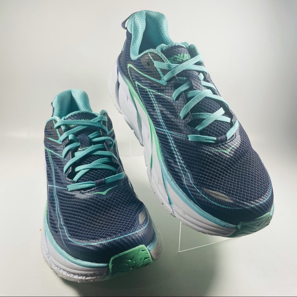 Hoka W Clifton 3 Navy and Turquoise running shoe 1012045 MBSBD Women’s Size 10